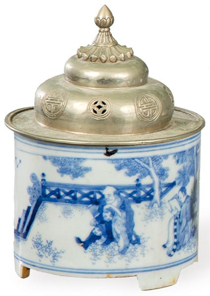 Incesnario de porcelana china azul y blanco, Dinastía Qing S. XIX