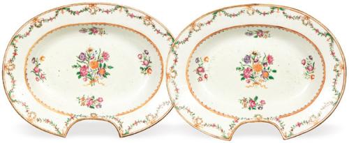 Pareja de bacias de porcelana de Compañía de Indias, Dinastía Qing época de Qianlong (1736-95)