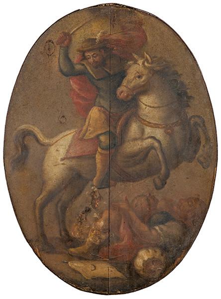  ESCUELA ESPAÑOLA FNS. S. XVIII - Santiago Matamoros (anverso y reverso)