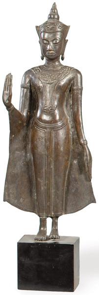 "Buda de Pie" de bronce patinado Siam SS XVIII-XIX