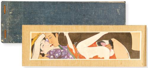 Cuaderno con 12 pinturas eróticas (Shunga) pintadas sobre papel adherido a seda, Japón, Perido Meiji (1868-1912)
