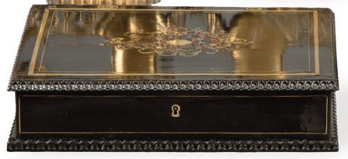 Caja Napoleon III en madera ebonizada, Francia h. 1850
