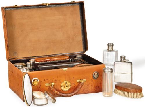 Maletín neceser de viaje en piel, Francia pp. S. XX