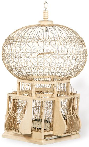 Jaula cupuliforme de madera y cristal mediados S. XX.