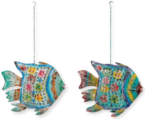 Pareja de peces de latón pintado S. XX.