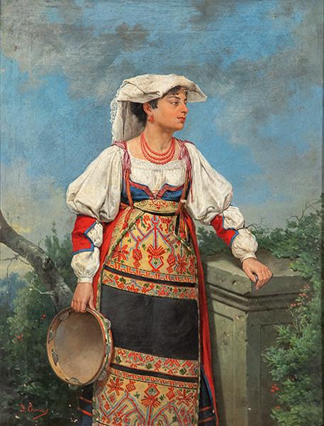  JOSÉ MARÍA CHÁVEZ Y ORTIZ - Joven napolitana con pandereta