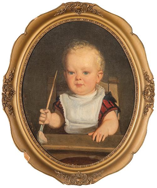  ESCUELA EUROPEA S. XIX - Retrato de niño con pincel