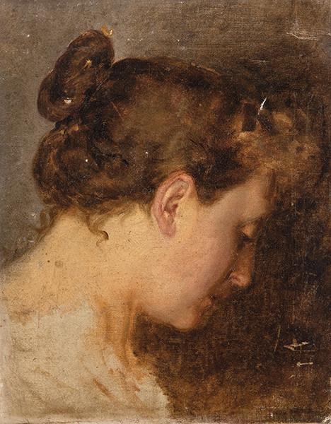 ESCUELA ESPAÑOLA S. XIX - Estudio de cabeza de mujer de perfil