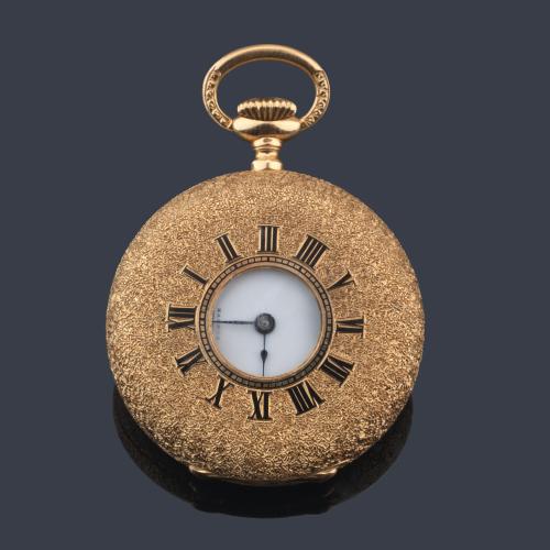 PATEK PHILIPPE, reloj cazador de colgar con caja en oro rosa de 18 K.