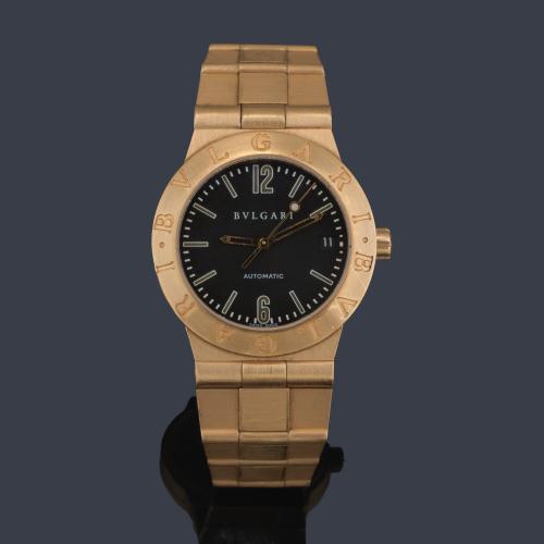  BVLGARI Diagono ref. LC 35 G de caballero con caja y brazalete en oro amarillo de 18 K.