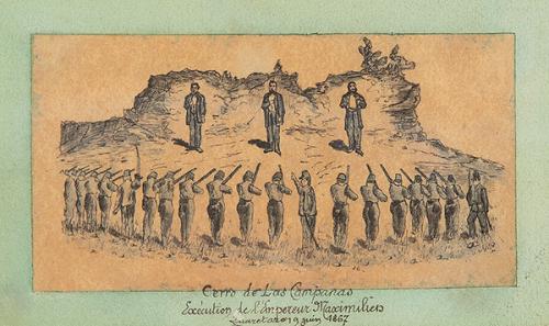 ESCUELA FRANCESA S. XIX - Ejecución del emperador Maximiliano en Querétaro el 19 de junio de 1867