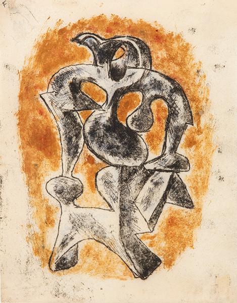  ÁNGEL FERRANT - Figuras con huecos sobre marrón