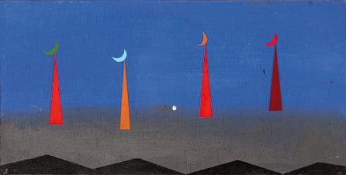 CHARLES METRAS - Personajes sobre paisaje azul