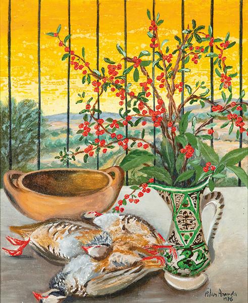  PILAR ARANDA - Perdices y Pyracantha. Serie Ventanarios
