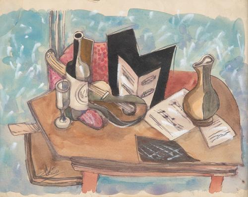 ESCUELA ESPAÑOLA S. XX - Naturaleza muerta con partituras