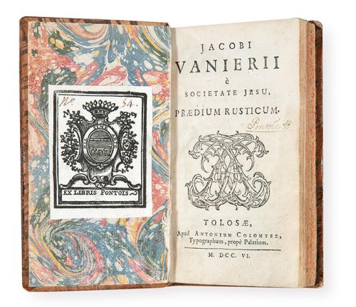 JACQUES VANIÈRE, S. I - Praedium rusticum. À Toulouse, chez Antonium Colomyez, 1706. 1 volumen en 12º