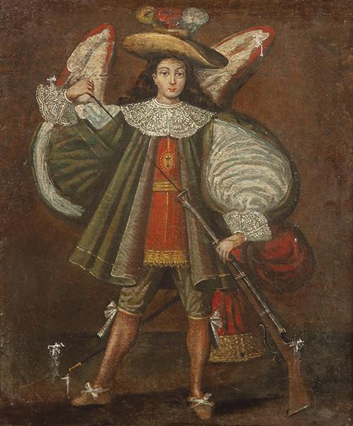 ESCUELA CUZQUEÑA S. XIX - Arcángel Eliel arcabucero