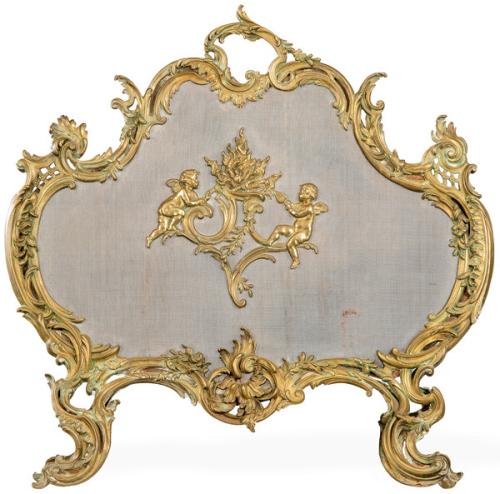 Pantalla de chimenea de bronce, Francia ff. S. XIX