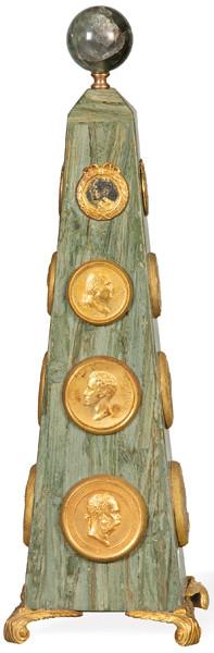 Obelisco de mármol, bronce dorado y cuarzo, Francia S. XIX