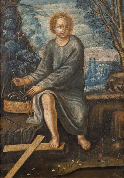  ESCUELA CUZQUEÑA S. XVIII - Niño Jesús con los instrumentos de la Pasión