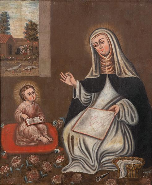  ESCUELA CUZQUEÑA S. XVIII - La Virgen María y el Niño Jesús