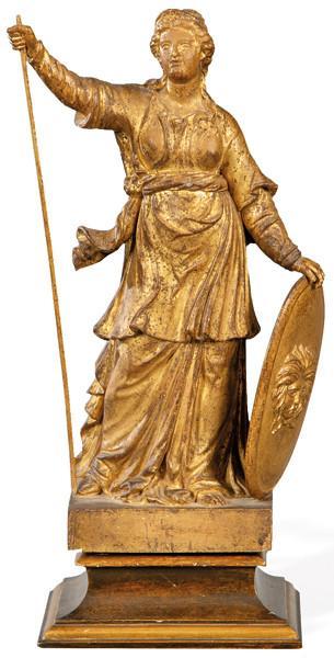  "Atenea" en madera tallada y dorada S. XVIII.