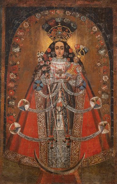 ESCUELA CUZQUEÑA S. XVIII - Virgen del Rosario de la Pomata