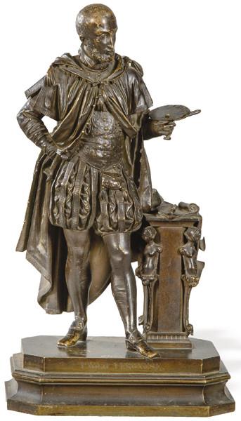 "Paolo Veronese" escultura de bronce patinado, Francia S. XIX
