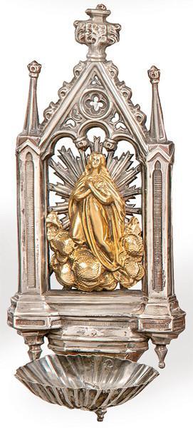  Benditera de plata española del orfebre Campoamor parcialmente sobre dorada.