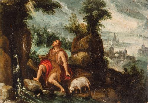 ESCUELA FLAMENCA S. XVII - San Juan Bautista en un paisaje