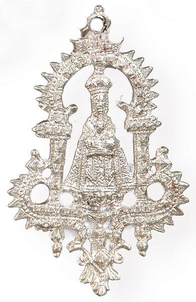  Medalla de plata española del orfebre Campoamor con "La Virgen y el Niño".