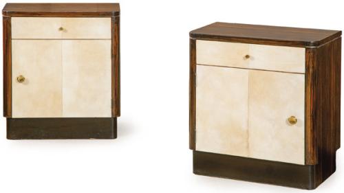 Pareja de mesillas de noche art déco–racionalista, ca. 1935–1950