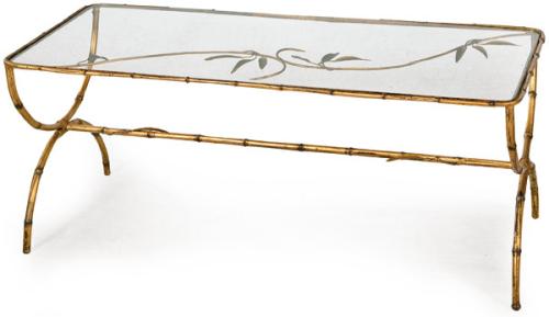 Mesa baja de centro rectangular estilo Hollywood Regency