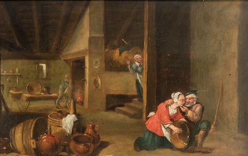  SEGUIDOR DE DAVID TENIERS II S.XVII - Escena de taberna