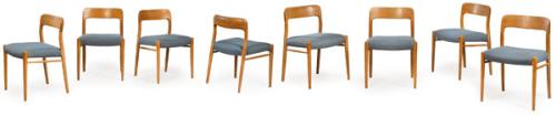 Niels Otto Møller (Aarhus, 1920–1982) para J.L. Møllers Conjunto de 8 sillas de comedor, modelo 75