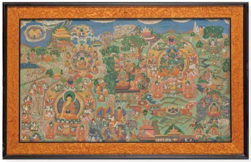  Tanka tibetano pintada sobre lienzo S. XX.