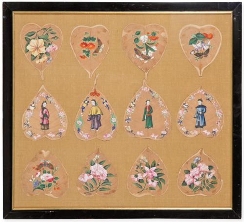 Doce hojas naturales pintadas al gouache, China ff. S. XIX pp. S. XX
