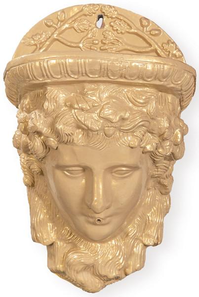  Mascarón de fuente en hierro representando a la Medusa Rondarini en hierro colado pintada al horno.