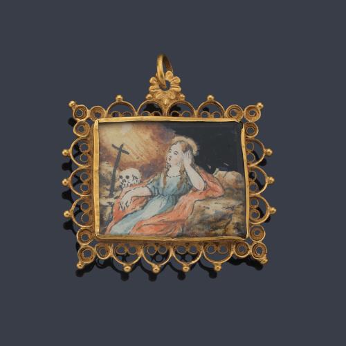  Medallón mallorquín sig. XVII en oro amarillo de 18 K.