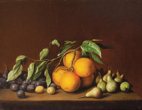  JOSÉ MARÍA MURILLO BRACHO - Bodegón con naranjas, peras y otras frutas