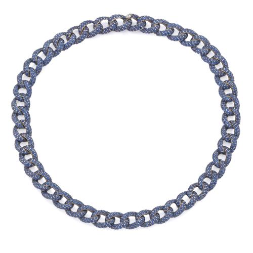 Collar con eslabones en pavé de zafiros talla redonda de aprox. 90,00 ct en total.