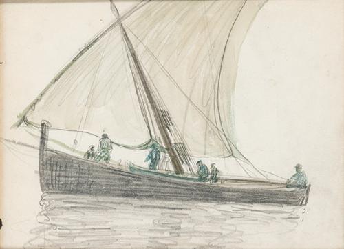 JOAQUÍN SOROLLA - Estudio de barca valenciana (verso)Estudios varios (reverso)