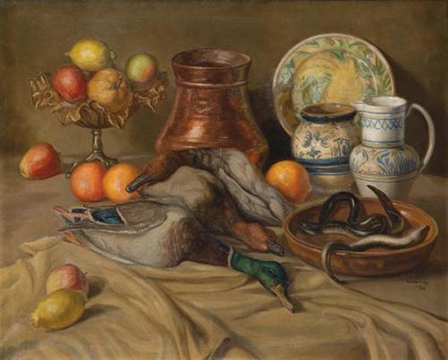  ALFREDO CLAROS GARCÍA - Naturaleza muerta con cerámica