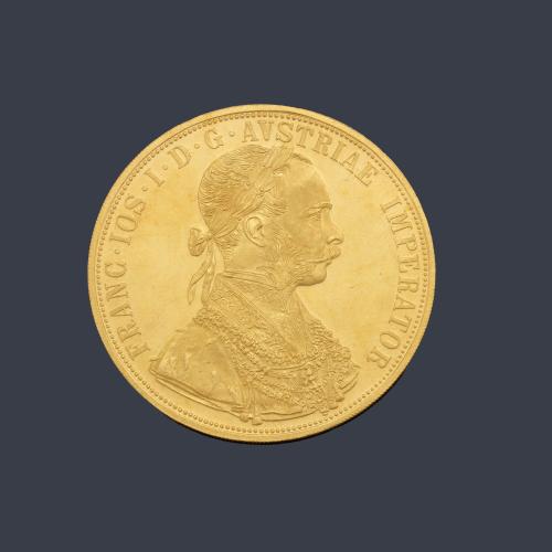 Francisco José I, 4 ducados, Austria en oro de 22 K.