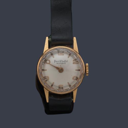  PAUL CHAFFAT de señora con caja en oro amarillo de 18 K.