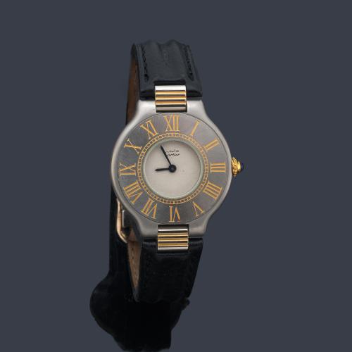 CARTIER Must 21  de señora con caja  en acero y oro de 18 K.