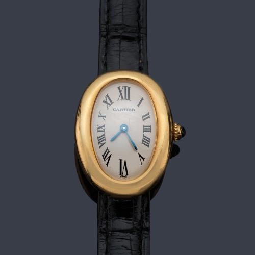 CARTIER Baignoire ref. 1954 de señora con caja en oro amarillo de 18 K. Con estuche y documentación.