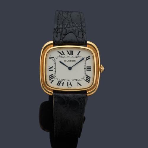 CARTIER Jumbo Gondole ref. 97051 "TV screen" con caja en oro amarillo de 18 K, años 70.