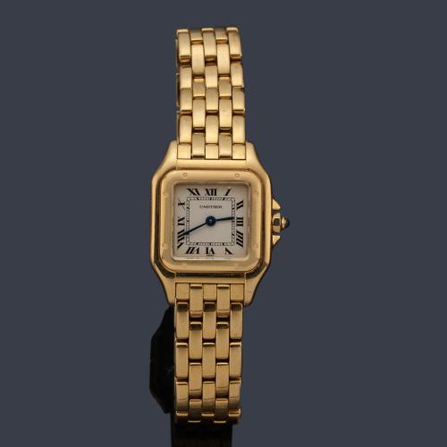 CARTIER Panthère ref. 1070 de señora con caja y brazalete en oro amarillo de 18 K.