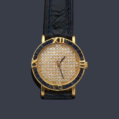  Reloj Gregory en oro y brillantes 1,40 ct y zafiros 3,35 ct